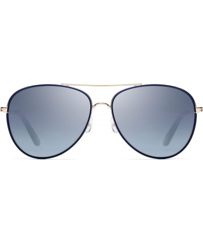 Women's Ju 599/S Pilot Sunglasses Gold Blue/Silver Shiny Azure $21.93 Pilot