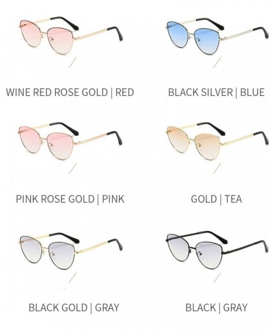 Cat Eye Sunglasses Women 2021 Small Gradient Sun Glasses Vintage Metal Pink Eyewear Female Shades UV Protection Blue $9.57 Ca...