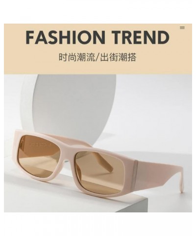 Fashion Small Square Sunglasses Wide Leg Sunglasses UV Resistant Sunglasses for Men and Women Champagne Frame Tea Flakes $3.8...