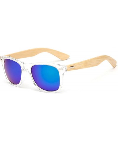 Men's & Women's Sunglasses Bamboo Arm UV400 Outdoor Sun Glasses for Men & Women Clear (Transparent) Frame Blue/Green Lens $9....