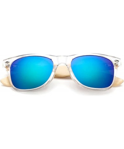 Men's & Women's Sunglasses Bamboo Arm UV400 Outdoor Sun Glasses for Men & Women Clear (Transparent) Frame Blue/Green Lens $9....