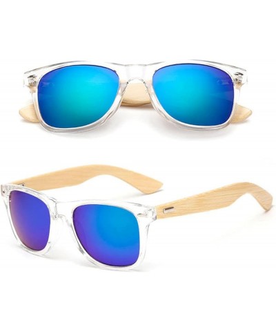 Men's & Women's Sunglasses Bamboo Arm UV400 Outdoor Sun Glasses for Men & Women Clear (Transparent) Frame Blue/Green Lens $9....