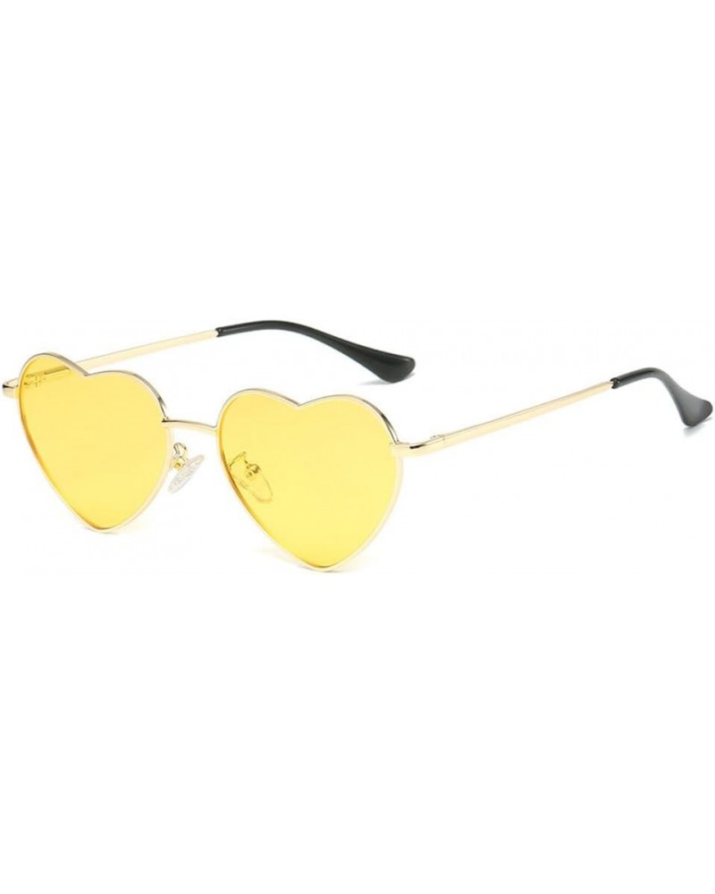 Women Polarized Love Heart Sunglasses,Metal Frame UV400 Protection Lens Heart Shaped Sunglasses for Ladies Yellow $6.00 Heart