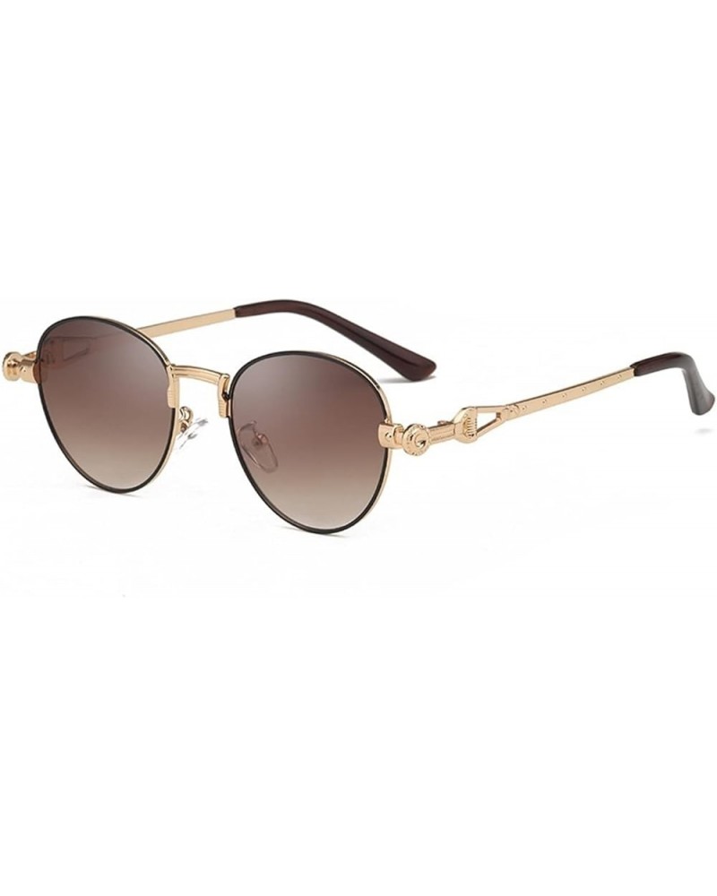 Women's Personality Punk Metal Men's Outdoor Vacation Round Frame Sunglasses B $14.87 Designer