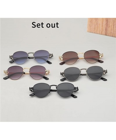 Women's Personality Punk Metal Men's Outdoor Vacation Round Frame Sunglasses B $14.87 Designer