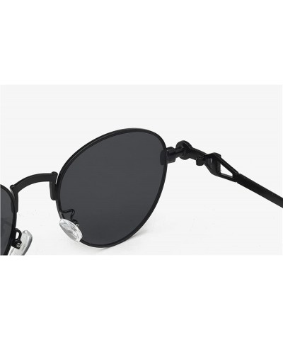 Women's Personality Punk Metal Men's Outdoor Vacation Round Frame Sunglasses B $14.87 Designer