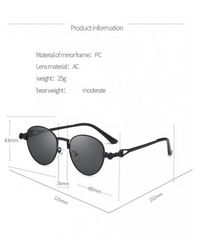 Women's Personality Punk Metal Men's Outdoor Vacation Round Frame Sunglasses B $14.87 Designer