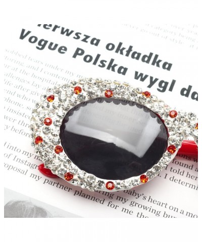 Trendy Oval Rhinestone Sunglasses for Women Bling Sparkling Hippie Sun Glasses Small Face Disco Accessories Red $9.46 Round