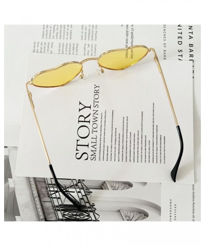 Women Polarized Love Heart Sunglasses,Metal Frame UV400 Protection Lens Heart Shaped Sunglasses for Ladies Yellow $6.00 Heart