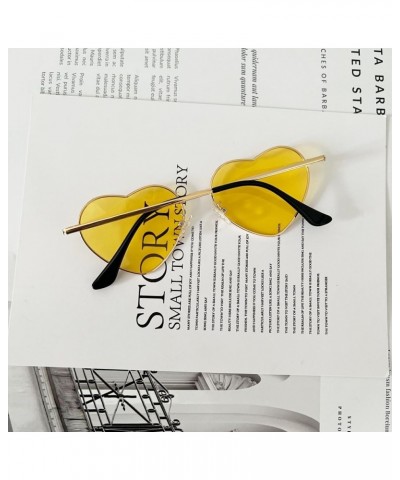 Women Polarized Love Heart Sunglasses,Metal Frame UV400 Protection Lens Heart Shaped Sunglasses for Ladies Yellow $6.00 Heart