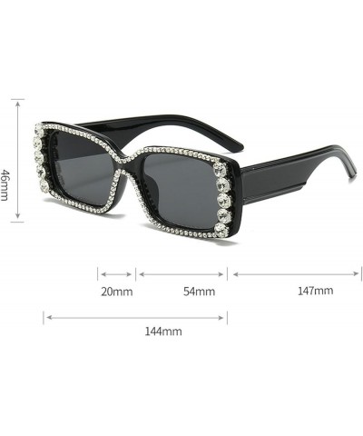 Vintage Rhinestone Square Sunglasses Women Small Frame 2023 Retro Summer Rectangle Sun Glasses Men Pink Grey $9.50 Rectangular