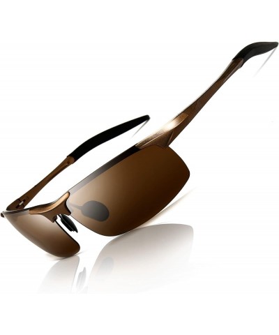 Men's Polarized Sunglasses for Driving Fishing Golf Metal Frame UV400 Brown Frame/Brown Lens $11.18 Designer