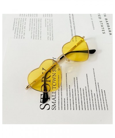 Women Polarized Love Heart Sunglasses,Metal Frame UV400 Protection Lens Heart Shaped Sunglasses for Ladies Yellow $6.00 Heart