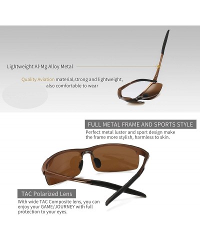 Men's Polarized Sunglasses for Driving Fishing Golf Metal Frame UV400 Brown Frame/Brown Lens $11.18 Designer