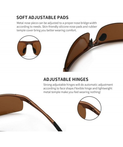 Men's Polarized Sunglasses for Driving Fishing Golf Metal Frame UV400 Brown Frame/Brown Lens $11.18 Designer