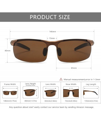 Men's Polarized Sunglasses for Driving Fishing Golf Metal Frame UV400 Brown Frame/Brown Lens $11.18 Designer