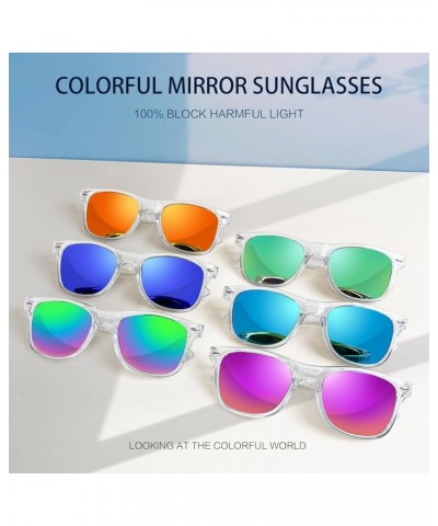 12/24 Pack Wholesale 80s 90s Retro Neon Party Clear Frame Colorful Mirrored Sunglasses Bulk for Men Women 12 Clear Frame/Gold...