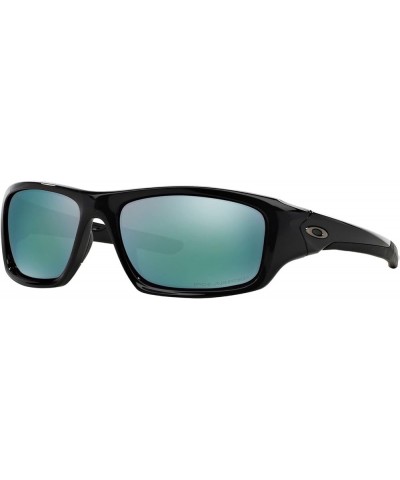 Men's Oo9236 Valve Rectangular Sunglasses Polished Black/Deep Blue Polarized $45.59 Rectangular