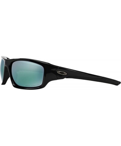 Men's Oo9236 Valve Rectangular Sunglasses Polished Black/Deep Blue Polarized $45.59 Rectangular