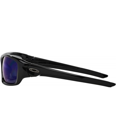 Men's Oo9236 Valve Rectangular Sunglasses Polished Black/Deep Blue Polarized $45.59 Rectangular