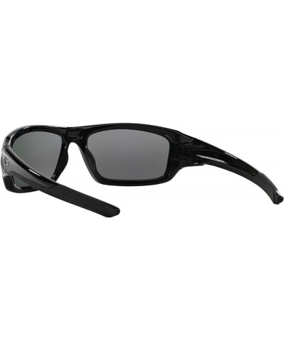 Men's Oo9236 Valve Rectangular Sunglasses Polished Black/Deep Blue Polarized $45.59 Rectangular