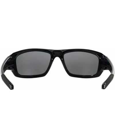 Men's Oo9236 Valve Rectangular Sunglasses Polished Black/Deep Blue Polarized $45.59 Rectangular