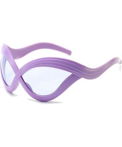 Y2K Sunglasses Wrap Around Futuristic Sunglasses Trendy for Men Women Shield Mask Visor Hip hop Glasses Purple $10.71 Shield