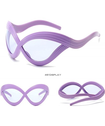 Y2K Sunglasses Wrap Around Futuristic Sunglasses Trendy for Men Women Shield Mask Visor Hip hop Glasses Purple $10.71 Shield