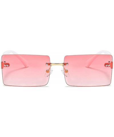 mincl/Fashion Small Rectangle Women Sunglasses Retro Rimless Clear Ocean Gradient Lens Eyewear Shades Men Sun Glasses Pink $1...