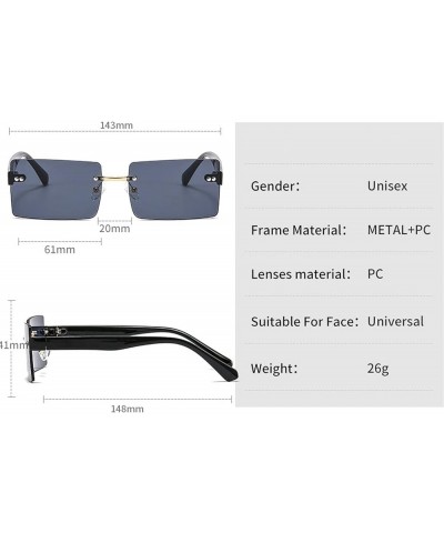 mincl/Fashion Small Rectangle Women Sunglasses Retro Rimless Clear Ocean Gradient Lens Eyewear Shades Men Sun Glasses Pink $1...