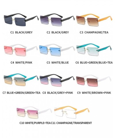 mincl/Fashion Small Rectangle Women Sunglasses Retro Rimless Clear Ocean Gradient Lens Eyewear Shades Men Sun Glasses Pink $1...