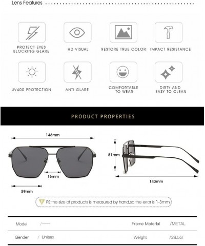 Double Beam Polarized Sunglasses for Women Hexagonal Frame Sunglasses UV400 Sun Protection Metal Frame Sports Glasses (Color ...