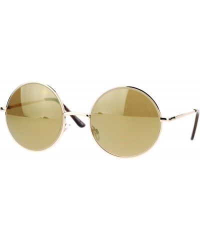 Unisex Designer Fashion Sunglasses Beveled Round Circle Frame Mirror Lens Gold $8.45 Round