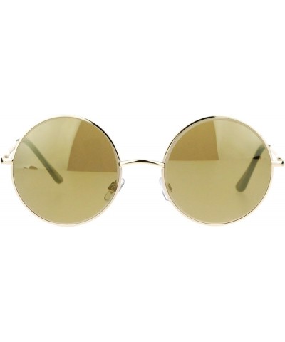 Unisex Designer Fashion Sunglasses Beveled Round Circle Frame Mirror Lens Gold $8.45 Round