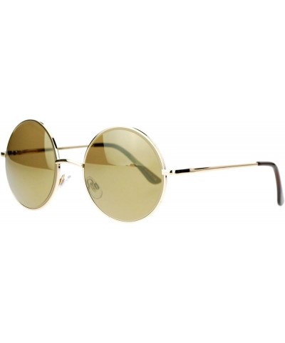 Unisex Designer Fashion Sunglasses Beveled Round Circle Frame Mirror Lens Gold $8.45 Round