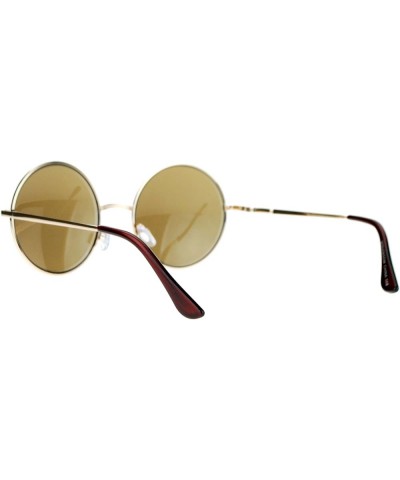 Unisex Designer Fashion Sunglasses Beveled Round Circle Frame Mirror Lens Gold $8.45 Round