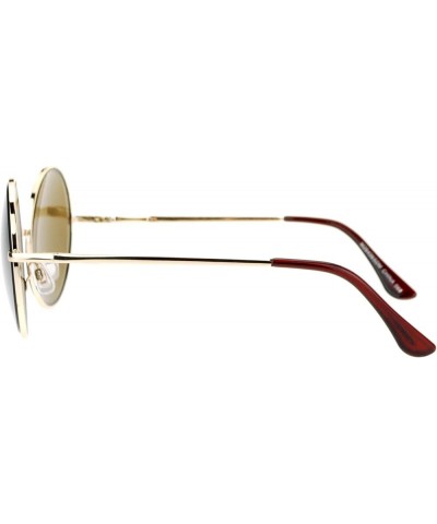 Unisex Designer Fashion Sunglasses Beveled Round Circle Frame Mirror Lens Gold $8.45 Round