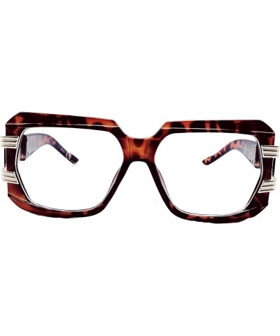 Retro 80s Square Oversized Clear Lens EYE GLASSES Huge Big Frame Women Brown clear $10.23 Oversized