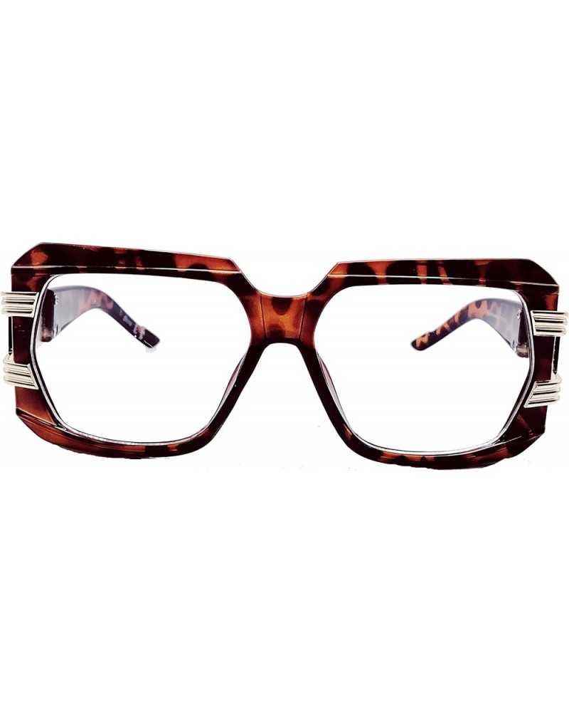 Retro 80s Square Oversized Clear Lens EYE GLASSES Huge Big Frame Women Brown clear $10.23 Oversized