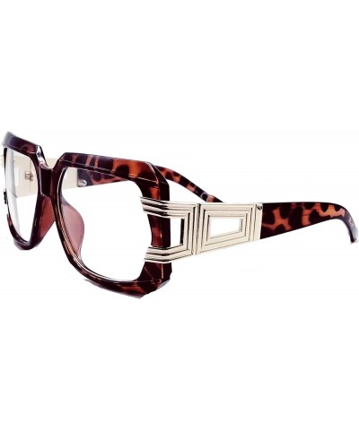 Retro 80s Square Oversized Clear Lens EYE GLASSES Huge Big Frame Women Brown clear $10.23 Oversized