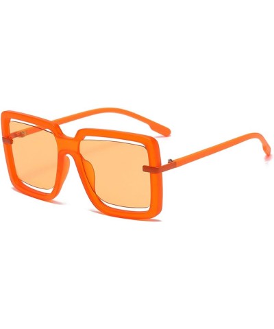 European and American fashion new big frame hollow sunglasses for women personality street fashion sunglasses Orange $9.47 Sq...