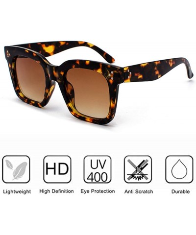 Retro Oversized Square Sunglasses for Women Flat Lens Sun Glasses Gradient Shades UV400 A1 2 Pack(black+leopard) $11.59 Overs...