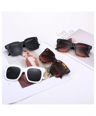 Retro Oversized Square Sunglasses for Women Flat Lens Sun Glasses Gradient Shades UV400 A1 2 Pack(black+leopard) $11.59 Overs...