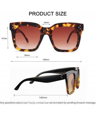 Retro Oversized Square Sunglasses for Women Flat Lens Sun Glasses Gradient Shades UV400 A1 2 Pack(black+leopard) $11.59 Overs...