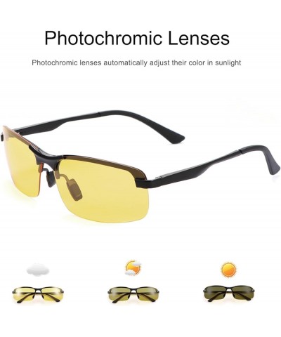 Polarized Photochromic Sunglasses for Men - UV Protection and Lightweight Sun Glasses for Driving Fishing Black Frame/Yellow ...