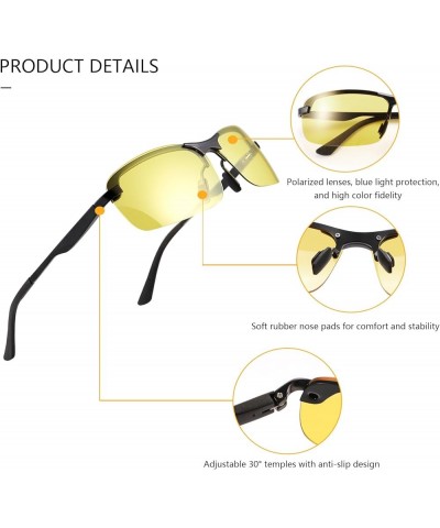 Polarized Photochromic Sunglasses for Men - UV Protection and Lightweight Sun Glasses for Driving Fishing Black Frame/Yellow ...