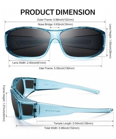 Polarized Sunglasses Fit Over Glasses for Men Women, Wrap Around Sunglasses UV400 Protection for Driving B03 Transparent Blue...