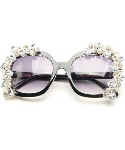 Square Oversized Rhinestone Sunglasses Women Fashion Crystal Diamond Sun Glasses $12.08 Oversized