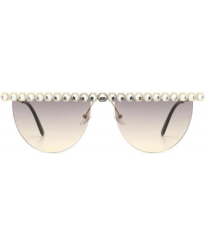 Diamond Fashion Half Moon Frame Sunglasses for Women Cat Eye Bling Rhinestone Sun Glasses Party Eyewear Gary $9.32 Cat Eye