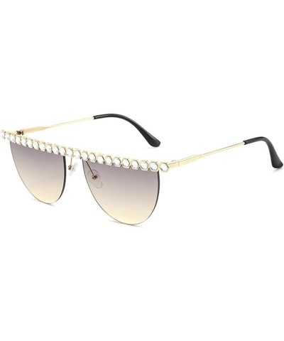 Diamond Fashion Half Moon Frame Sunglasses for Women Cat Eye Bling Rhinestone Sun Glasses Party Eyewear Gary $9.32 Cat Eye